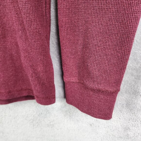 Mens Burgundy Members Mark Thermal Henley Shirt Long Sleeve Size M - Picture 5 of 11